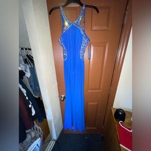 Long blue dress with stones
